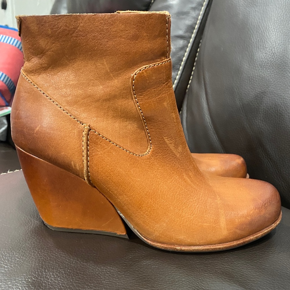 Kork-ease Natalya brown  leather wedge heel ankle boots